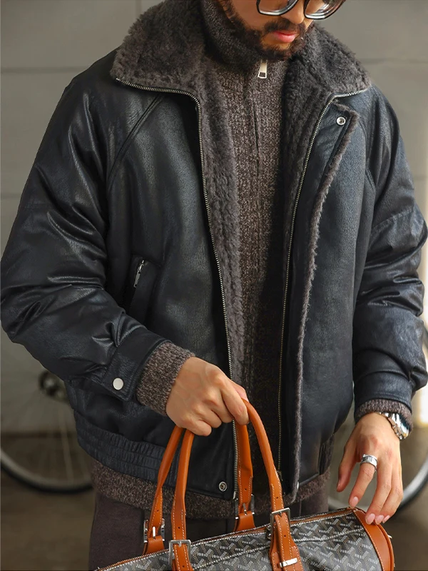 Men's Thiened Fce Lined Winter Jaet American Sle Retro Detroit Leather Coat Cotton Outerwear Youth Faion Warmth
Men's Thiened Fce Lined Winter Jaet American Sle Retro Detroit Leather Coat Cotton Outerwear Youth Faion Warmth