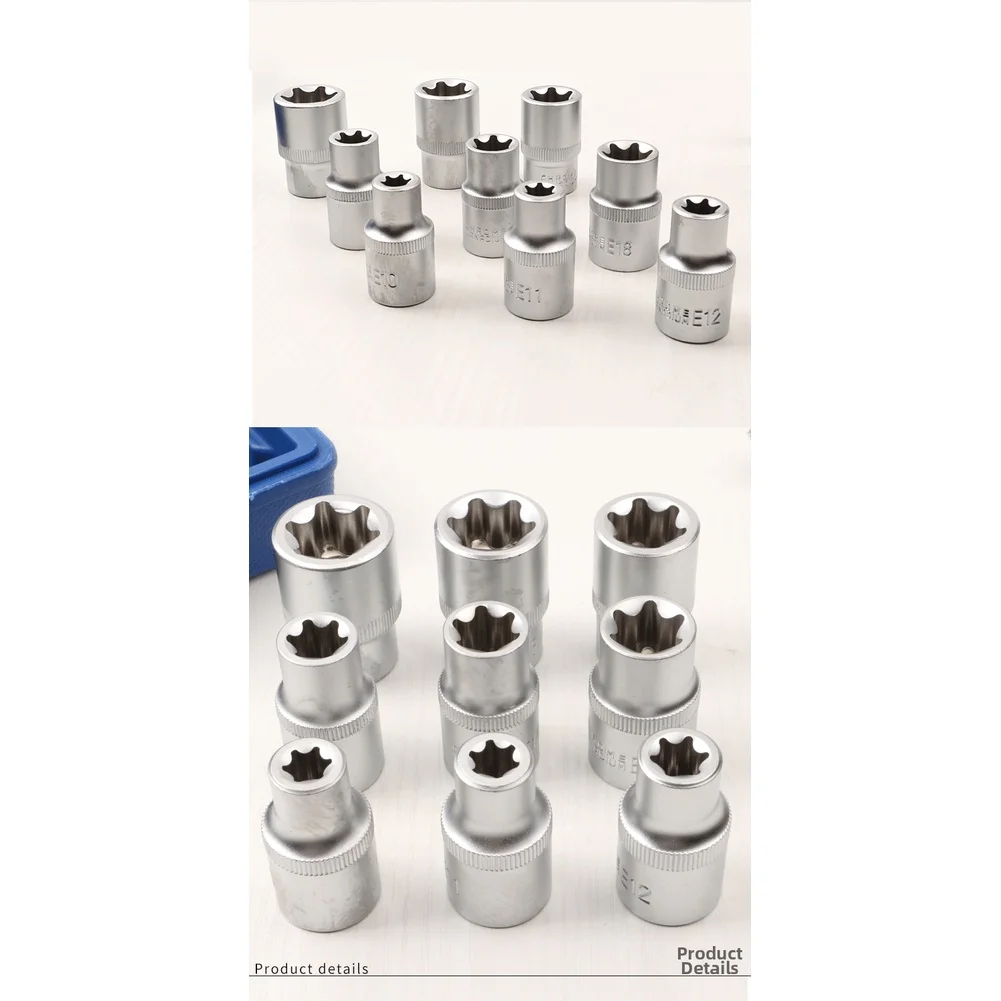 Набор инструментов для ремонта автомобилей, 14-компонентный набор метрических головок типа E, конструкция из ванадиевой стали с компактным организационным чехлом
Набор инструментов для ремонта автомобилей, 14-компонентный набор метрических головок типа E, конструкция из ванадиевой стали с компактным организационным чехлом