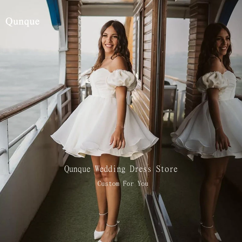 Qunque Organza Short Wedding Dress Puff Sleeves Mini A Line Lace-up Strapless Party Gown Vestidos De Fiesta Elegantes Customized
Qunque Organza Short Wedding Dress Puff Sleeves Mini A Line Lace-up Strapless Party Gown Vestidos De Fiesta Elegantes Customized