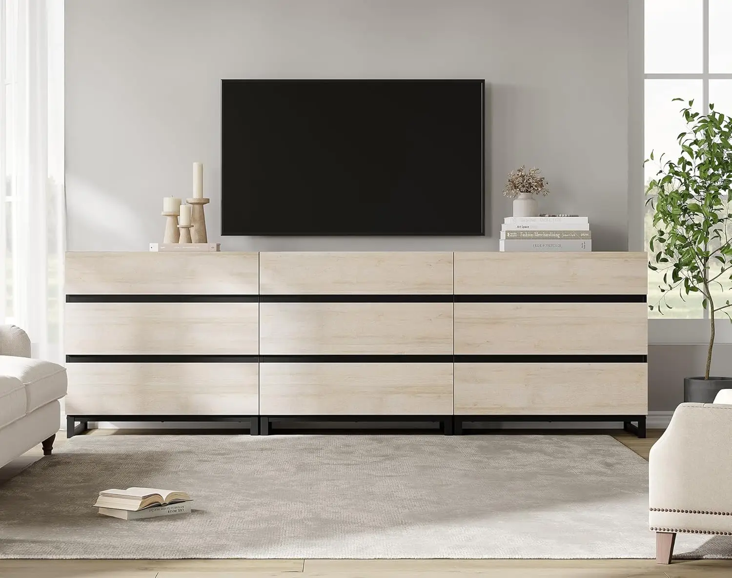 Modern TV Stand for TVs up to 100 inch, Entertainment Center TV Console with 9 Drawers and Metal Base, Media Console for Living
Modern TV Stand for TVs up to 100 inch, Entertainment Center TV Console with 9 Drawers and Metal Base, Media Console for Living