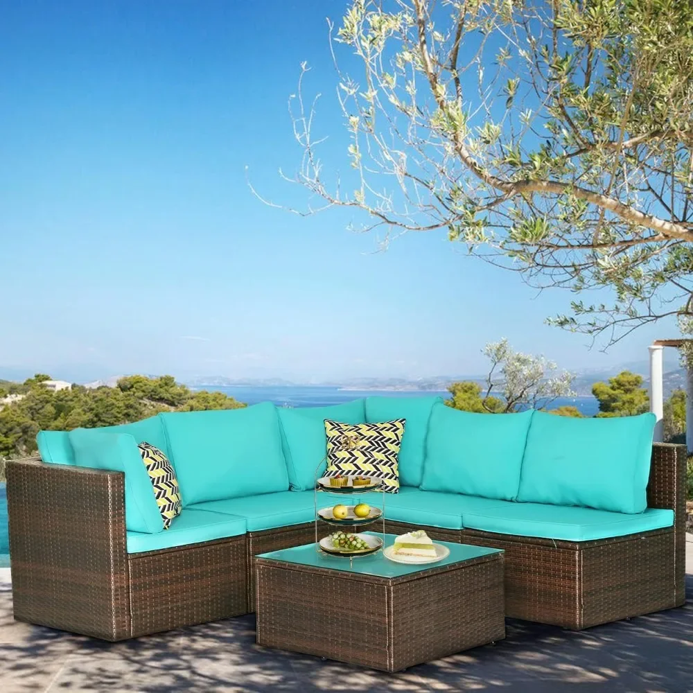 6 Pieces Outdoor Furniture Patio Sofa Garden Furniture All-Weather Tea Table&Washable Couch Cushions&Upgrade Rattan, Cushion
6 Pieces Outdoor Furniture Patio Sofa Garden Furniture All-Weather Tea Table&Washable Couch Cushions&Upgrade Rattan, Cushion