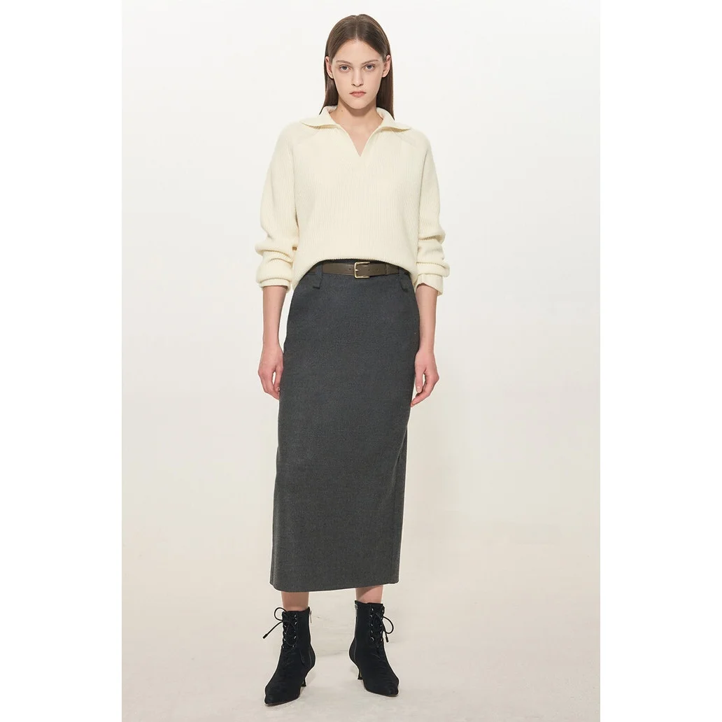 00% Wool Commuter Versatile Midi Skirt Korean Sle mid Waist Length Pure Color Women's Premium Faion Spring Autumn 
00% Wool Commuter Versatile Midi Skirt Korean Sle mid Waist Length Pure Color Women's Premium Faion Spring Autumn