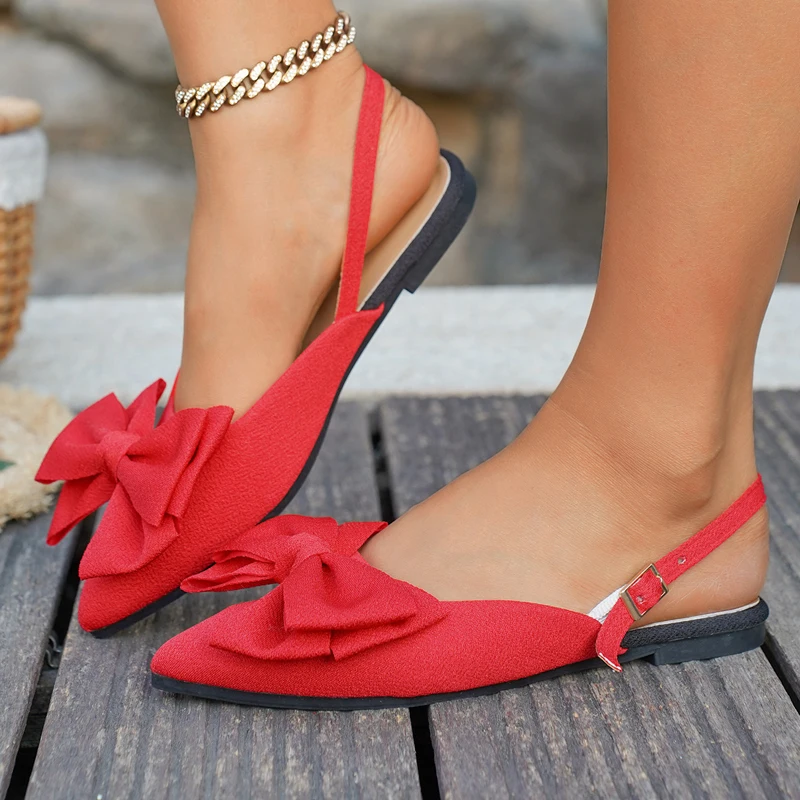 Women Bow Sandals Pointed Toe Slingback Flats Summer Elegant Fabric Shoes Ladies Casual Slip On Comfortable Party Dress Shoes
Women Bow Sandals Pointed Toe Slingback Flats Summer Elegant Fabric Shoes Ladies Casual Slip On Comfortable Party Dress Shoes
