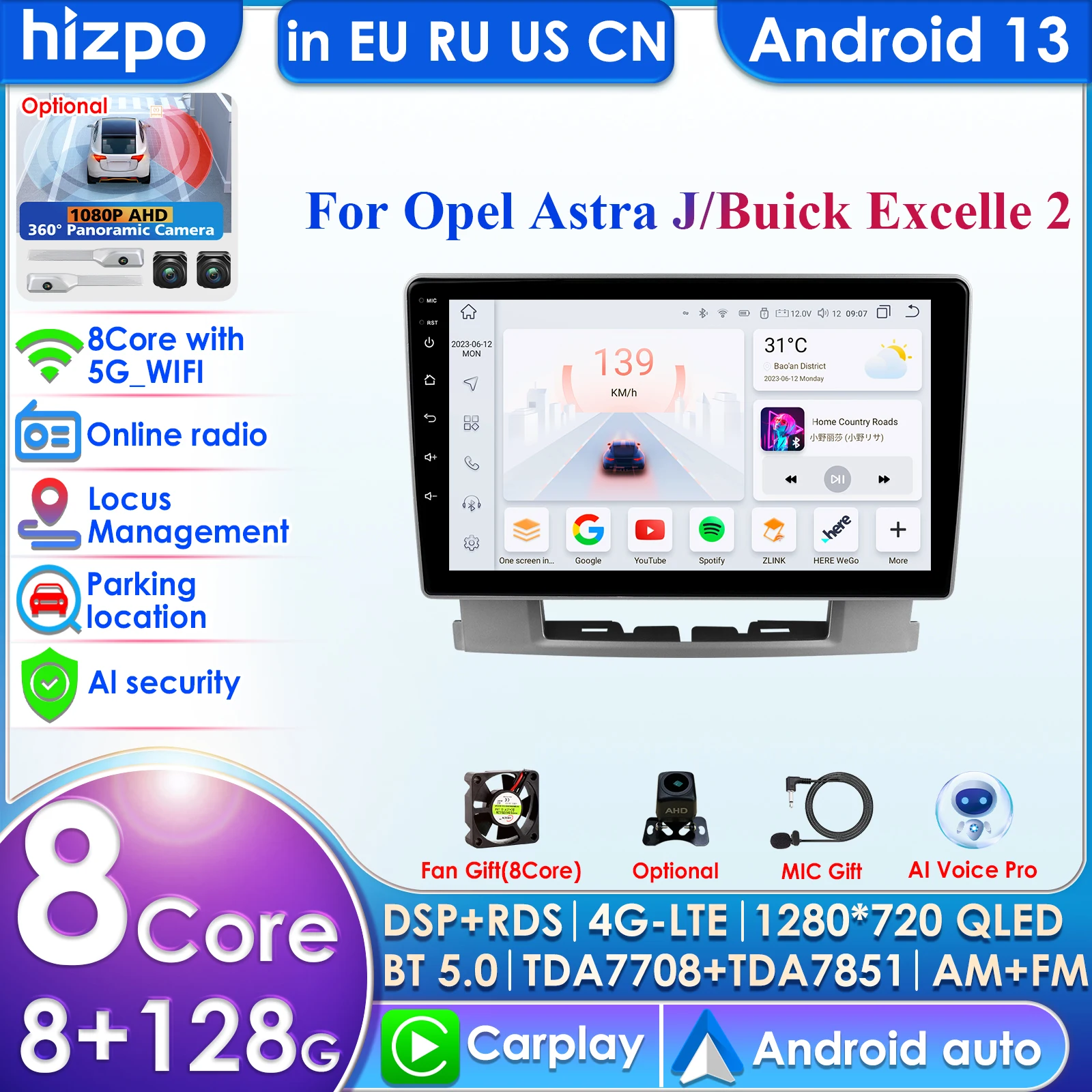 Hizpo Carplay 4G 2Din Android 13 Car Radio for Opel Astra J 2009-2017 Buick Excelle 2 2015 Multimedia Video Intelligent Player
Hizpo Carplay 4G 2Din Android 13 Car Radio for Opel Astra J 2009-2017 Buick Excelle 2 2015 Multimedia Video Intelligent Player