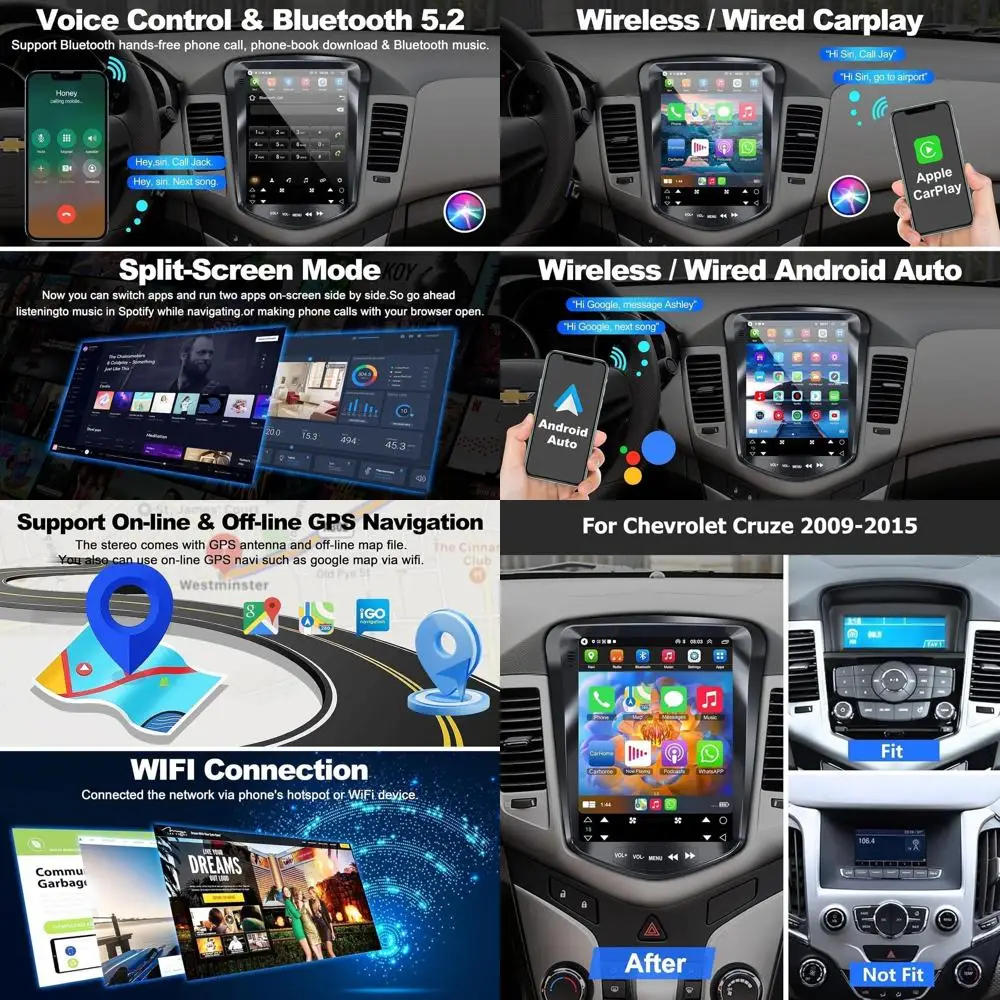 Автомобильное радио 4 + 64G Android 13 для Chevrolet Chevy Cruze 2009-2015, 10,4-дюймовый IPS сенсорный экран, автомобильная стереосистема, обновленная с беспроводным автомобилем
Автомобильное радио 4 + 64G Android 13 для Chevrolet Chevy Cruze 2009-2015, 10,4-дюймовый IPS сенсорный экран, автомобильная стереосистема, обновленная с беспроводным автомобилем