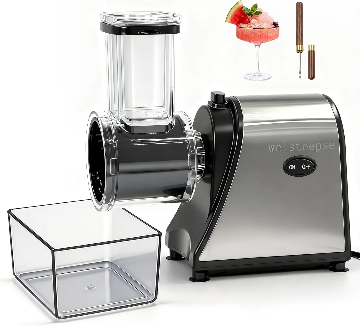 Snow Cone Machine & Shaved Ice Machine, Crushed Ice Maker in Stainless Steel Metal Design with Ice Pick & Tray – Powerf
Snow Cone Machine & Shaved Ice Machine, Crushed Ice Maker in Stainless Steel Metal Design with Ice Pick & Tray – Powerf