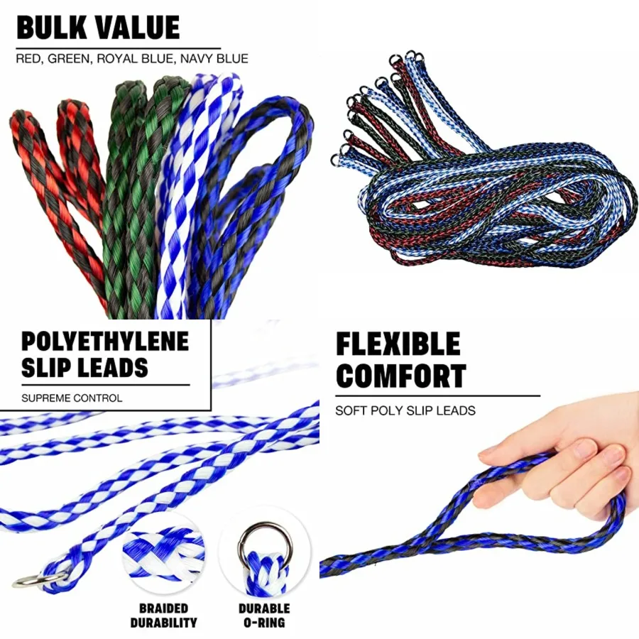Braided Poly Slip Lead Dog Leash,,5' Long - Universal Dog Slip Leash with Metal O Ring - Great for Groomers, Shelters, Rescues,
Braided Poly Slip Lead Dog Leash,,5' Long - Universal Dog Slip Leash with Metal O Ring - Great for Groomers, Shelters, Rescues,