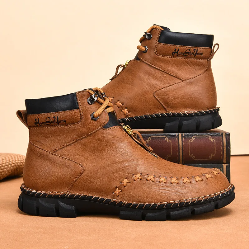 Осенне-зимняя кожаная повседневная обувь для мужчин, большие размеры 48, коричневые мужские рабочие ботинки в стиле ретро, нескользящие уличные ботинки для мужчин, chaussure hommes
Осенне-зимняя кожаная повседневная обувь для мужчин, большие размеры 48, коричневые мужские рабочие ботинки в стиле ретро, нескользящие уличные ботинки для мужчин, chaussure hommes