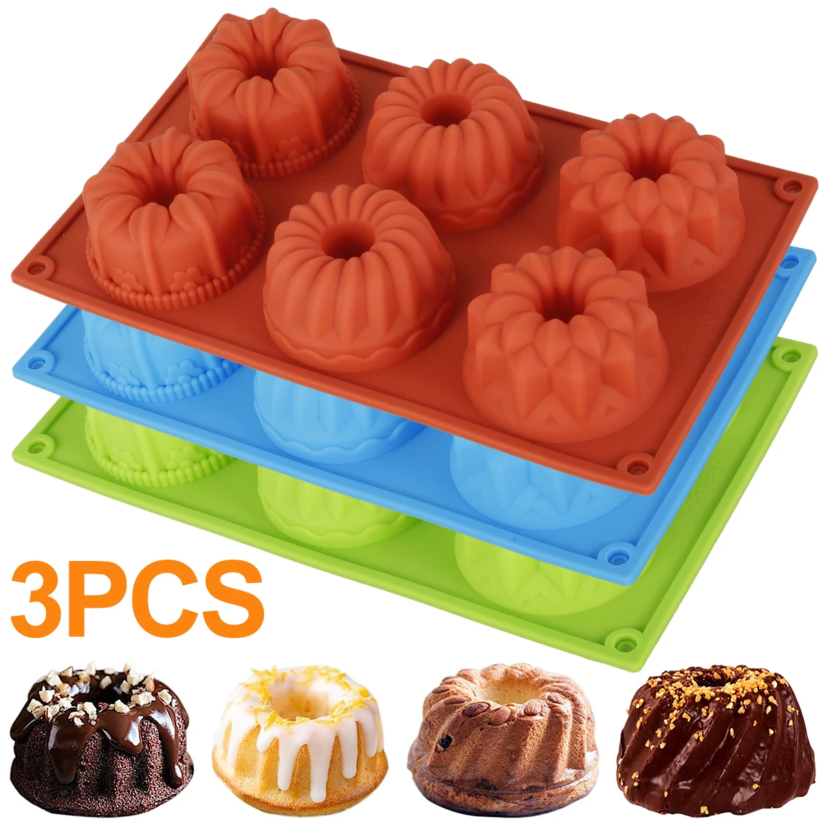 3Pcs 6-Cell Silicone Cake Mold Mousse Mould Chocolate Mold Dessert Doughnut Pan 3 Shapes Baking Mold Pans Tool Kitchen Supplies
3Pcs 6-Cell Silicone Cake Mold Mousse Mould Chocolate Mold Dessert Doughnut Pan 3 Shapes Baking Mold Pans Tool Kitchen Supplies