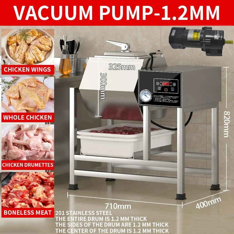 45L Commercial Brining Machine with Vacuum Drum and Automatic Mixing for Chicken Drumstick Brining and Meat Mixing(Customized)
45L Commercial Brining Machine with Vacuum Drum and Automatic Mixing for Chicken Drumstick Brining and Meat Mixing(Customized)