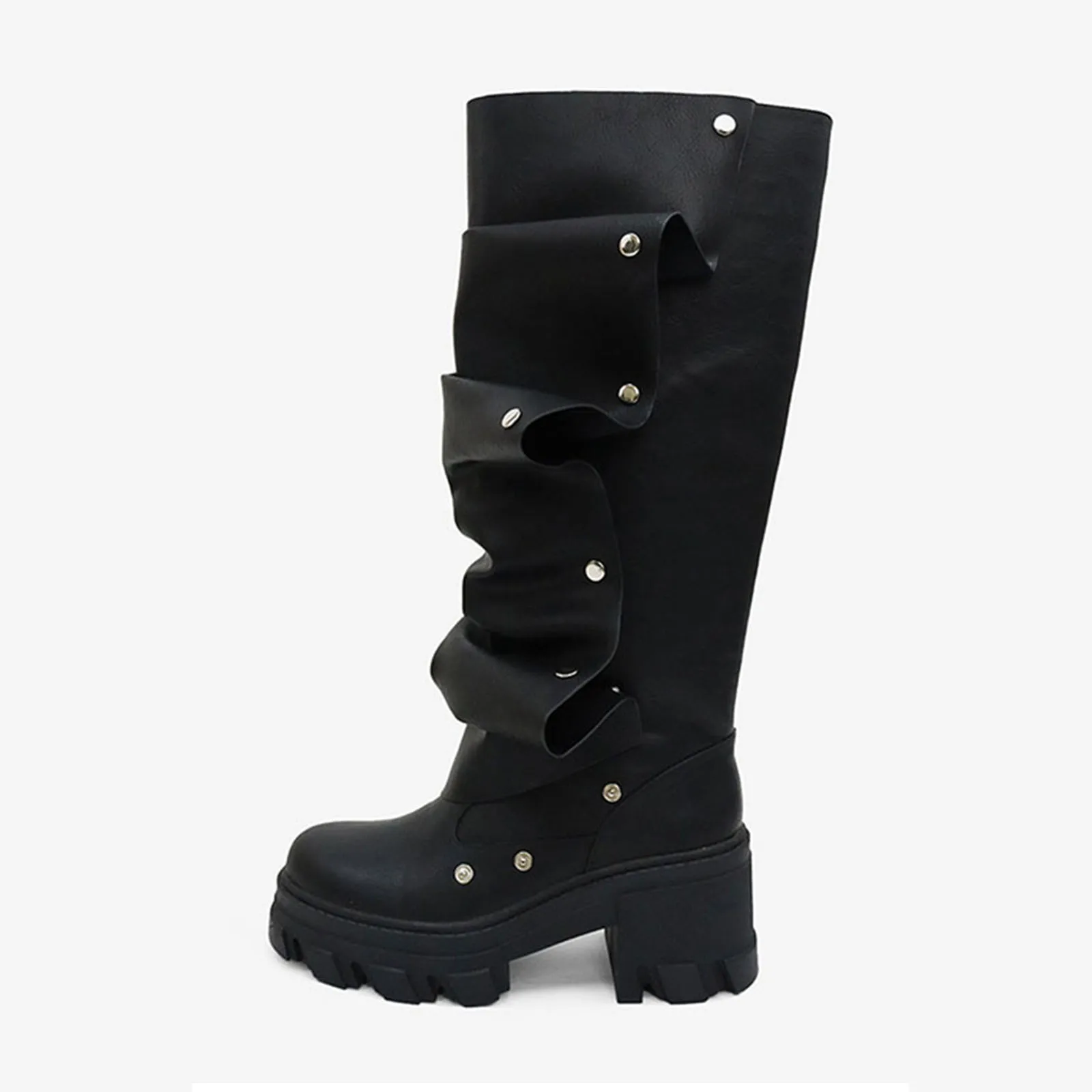 Arden Furtado 2025 Spring platform Large tubular boots Round toe Pleated Chunky heels Metal buttons Modern boots Knee high boots
Arden Furtado 2025 Spring platform Large tubular boots Round toe Pleated Chunky heels Metal buttons Modern boots Knee high boots