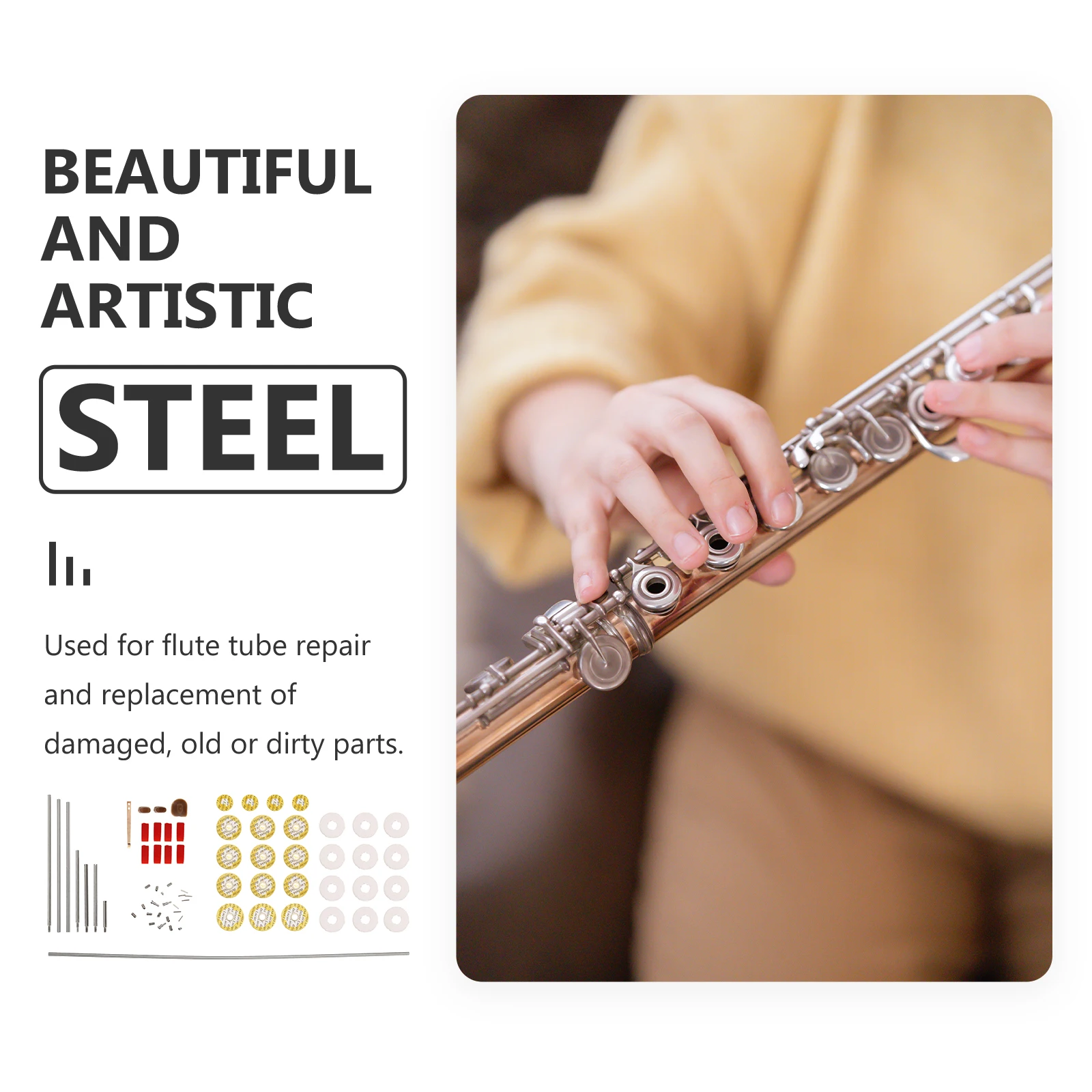 Flute Repair Tools Kit Replacement Parts Musical Supplies Stainless Steel Rubber Accessories Flute Maintenance Set Longevity 
Flute Repair Tools Kit Replacement Parts Musical Supplies Stainless Steel Rubber Accessories Flute Maintenance Set Longevity