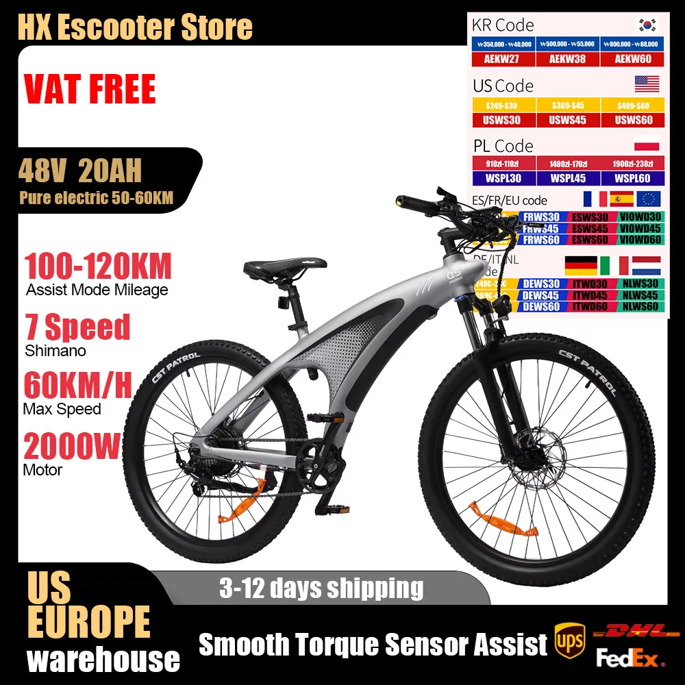 HX Q5 2000W Ebikes 57KM/H Electric Bicycle 27.5 Inch Adults Electric Bike Removable battery Electric E Bikes Mountain Ebike
HX Q5 2000W Ebikes 57KM/H Electric Bicycle 27.5 Inch Adults Electric Bike Removable battery Electric E Bikes Mountain Ebike