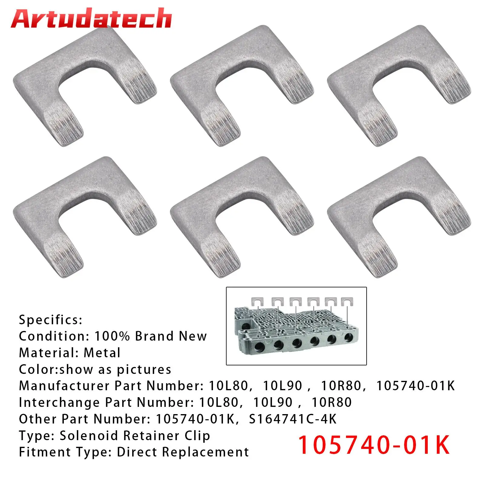 Комплект из 6 фиксаторов соленоидов Artudatech 105740-01K для клапанов трансмиссии 10L80, 10L90, 10R80, автомобильные аксессуары
Комплект из 6 фиксаторов соленоидов Artudatech 105740-01K для клапанов трансмиссии 10L80, 10L90, 10R80, автомобильные аксессуары