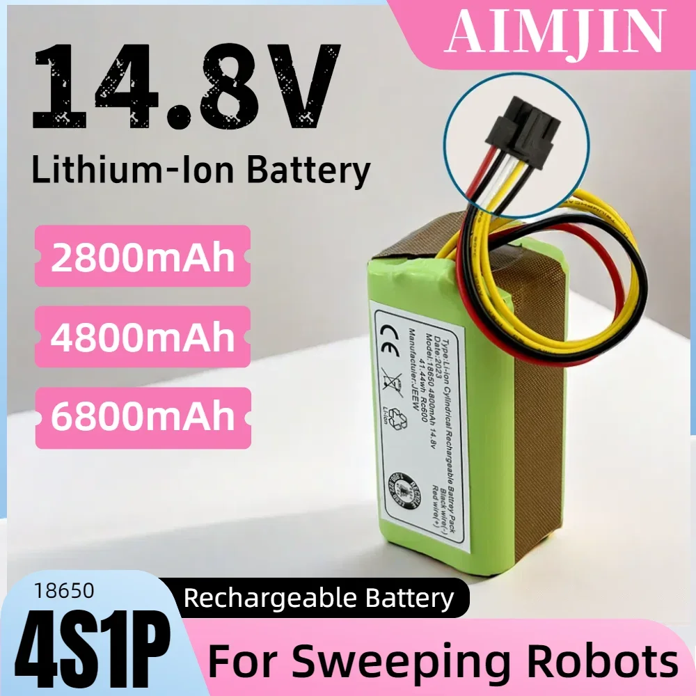 New 4S1P 18650 Lithium-Ion Rechargeable Battery Pack 14.8V 2800/4800/6800mAh Suitable for Sweeping Robot Vacuum Cleaner
New 4S1P 18650 Lithium-Ion Rechargeable Battery Pack 14.8V 2800/4800/6800mAh Suitable for Sweeping Robot Vacuum Cleaner
