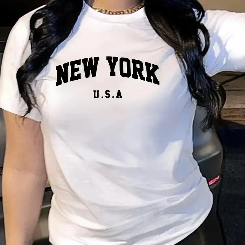 Funny New York Letter Fashion Print Women T-shirt Casual Short Sleeve T Shirt Spring Summer Round Neck Unisex Clothes Top Y2k
Funny New York Letter Fashion Print Women T-shirt Casual Short Sleeve T Shirt Spring Summer Round Neck Unisex Clothes Top Y2k