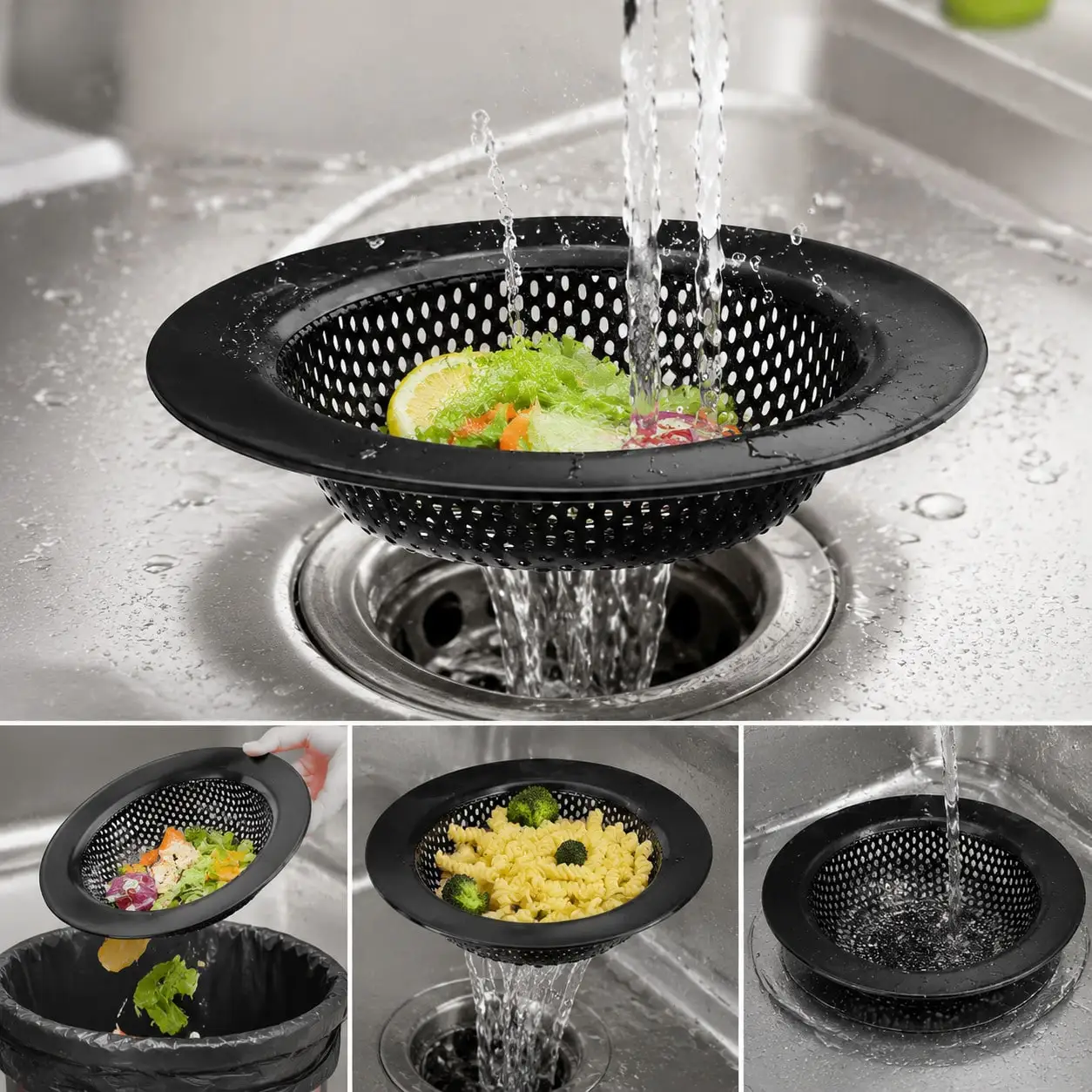 1/2pcs Black Stainless Steel Sink Strainer, Highly Efficient Filtration To Prevent Clogging, Essential Kitchen Cleaning Tool, Suitable For Kitchen Sink, Vegetable Washing Pool And Bathroom Drain
1/2pcs Black Stainless Steel Sink Strainer, Highly Efficient Filtration To Prevent Clogging, Essential Kitchen Cleaning Tool, Suitable For Kitchen Sink, Vegetable Washing Pool And Bathroom Drain