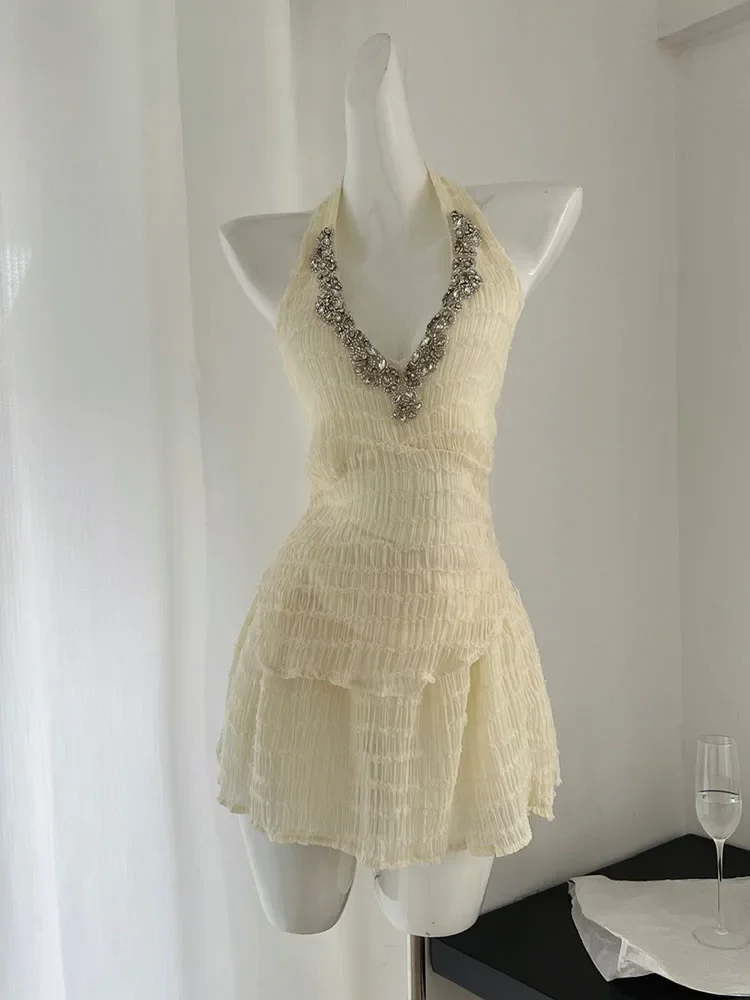 Outfits 2 Piece Set Luxury Diamonds Halter Top Beige Party Prom + Elastic Waist A-Line Skirt New Design Chic Elegant Mori Girl
Outfits 2 Piece Set Luxury Diamonds Halter Top Beige Party Prom + Elastic Waist A-Line Skirt New Design Chic Elegant Mori Girl