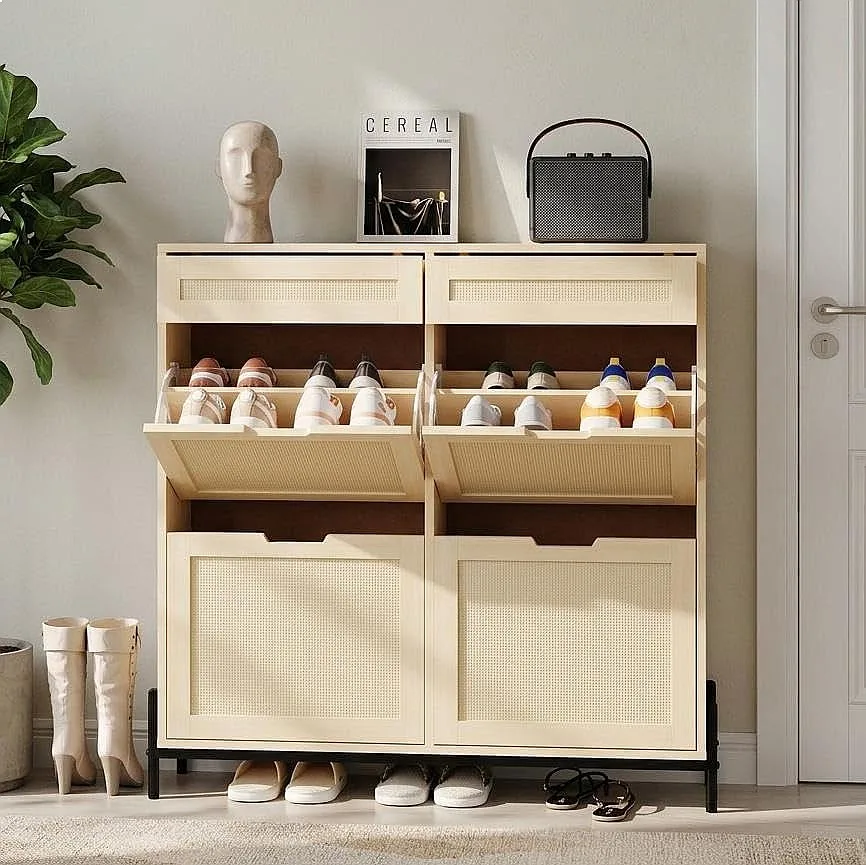 Rattan Shoe Cabinet Entryway Farmhouse Boho Hidden Slim Organizer 4 Flip Drawers Natural
Rattan Shoe Cabinet Entryway Farmhouse Boho Hidden Slim Organizer 4 Flip Drawers Natural