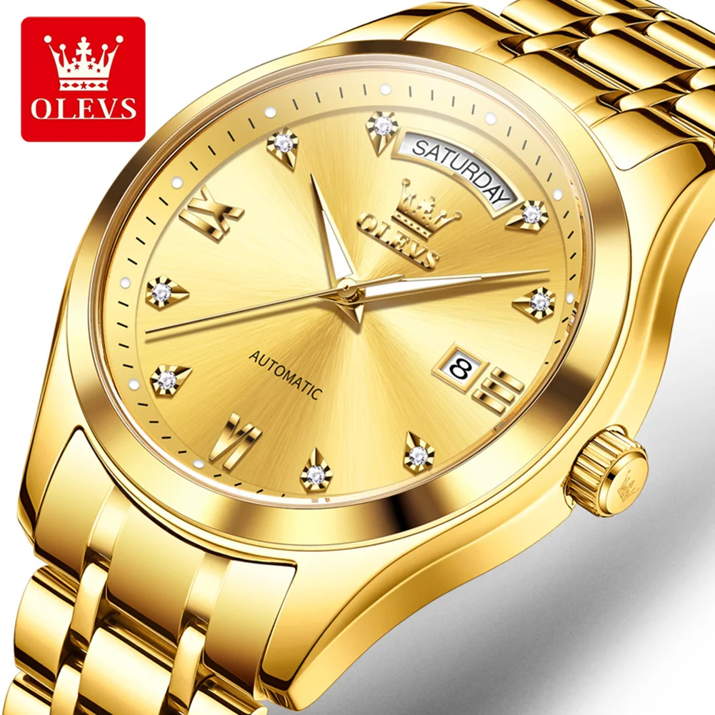 OLEVS New Automatic Men's Watch Stainless Steel Diamond Roman Scale Original Luxury Fashion Mechanical Wrist Watch for Man
OLEVS New Automatic Men's Watch Stainless Steel Diamond Roman Scale Original Luxury Fashion Mechanical Wrist Watch for Man