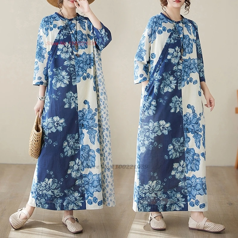 2024 chinese vintage dress improved cheongsam national flower print a-line qipao dress oriental elegant patchwork loose dress
2024 chinese vintage dress improved cheongsam national flower print a-line qipao dress oriental elegant patchwork loose dress