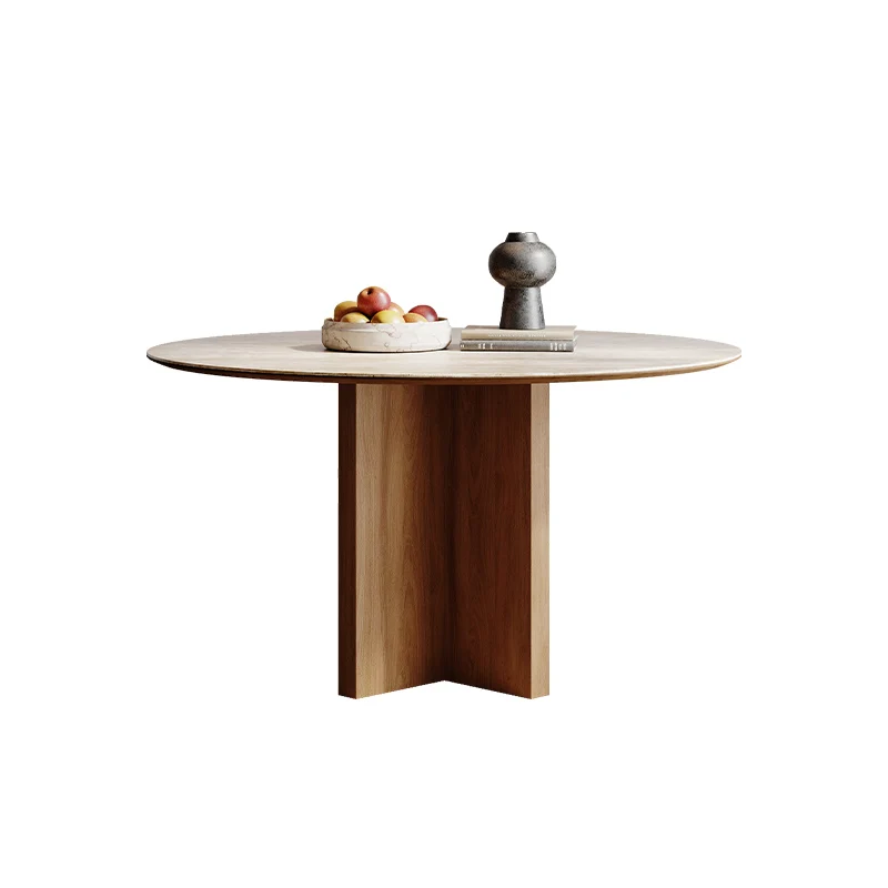 French retro North American black walnut dining table and chairs, travertine rock slab small apartment solid wood round dining
French retro North American black walnut dining table and chairs, travertine rock slab small apartment solid wood round dining