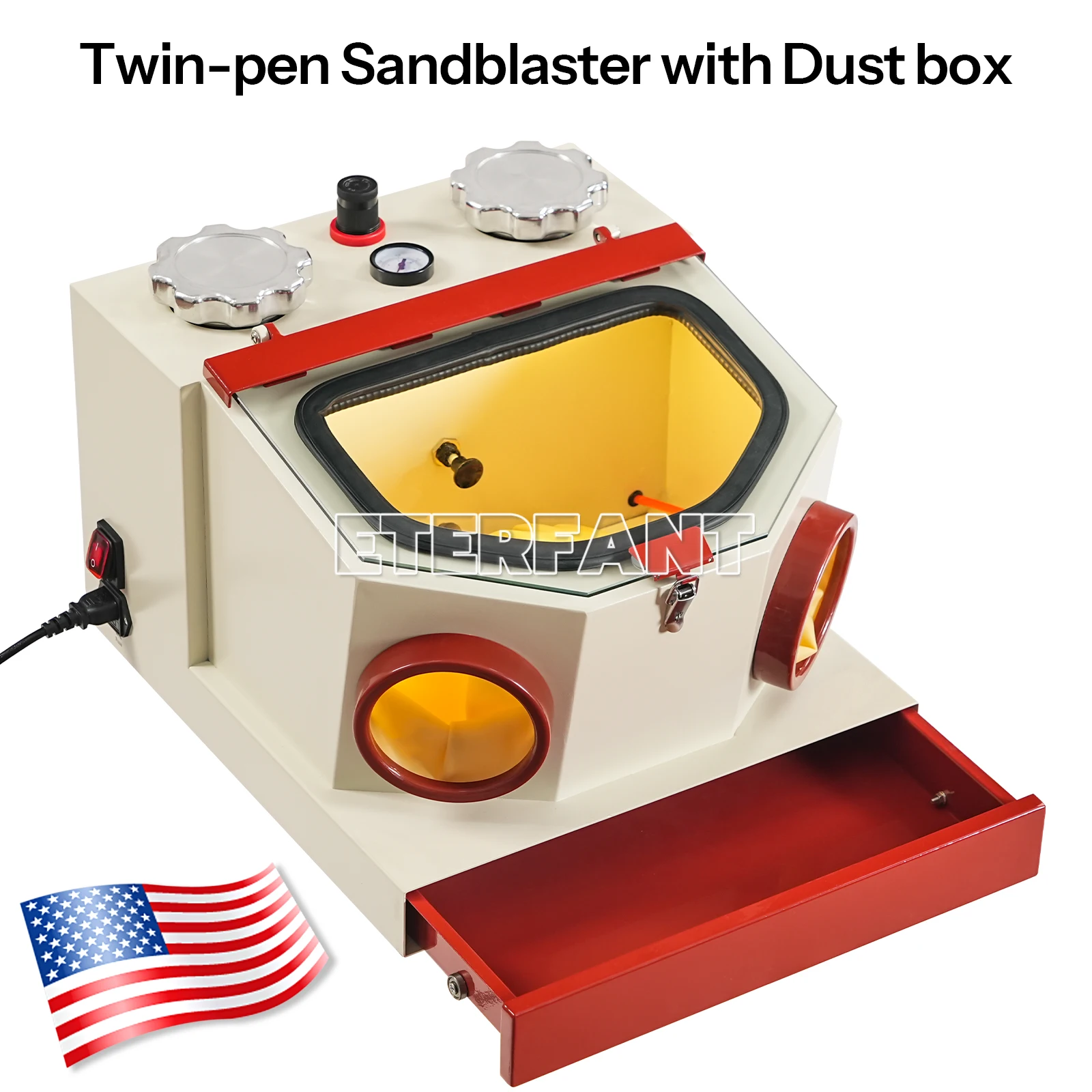 ETERFANT Dental Lab Пескоструйный аппарат с двумя ручками, ящиком для сбора пыли и светодиодной лентой, 2 алюминиевыми резервуарами, 110 В
ETERFANT Dental Lab Пескоструйный аппарат с двумя ручками, ящиком для сбора пыли и светодиодной лентой, 2 алюминиевыми резервуарами, 110 В