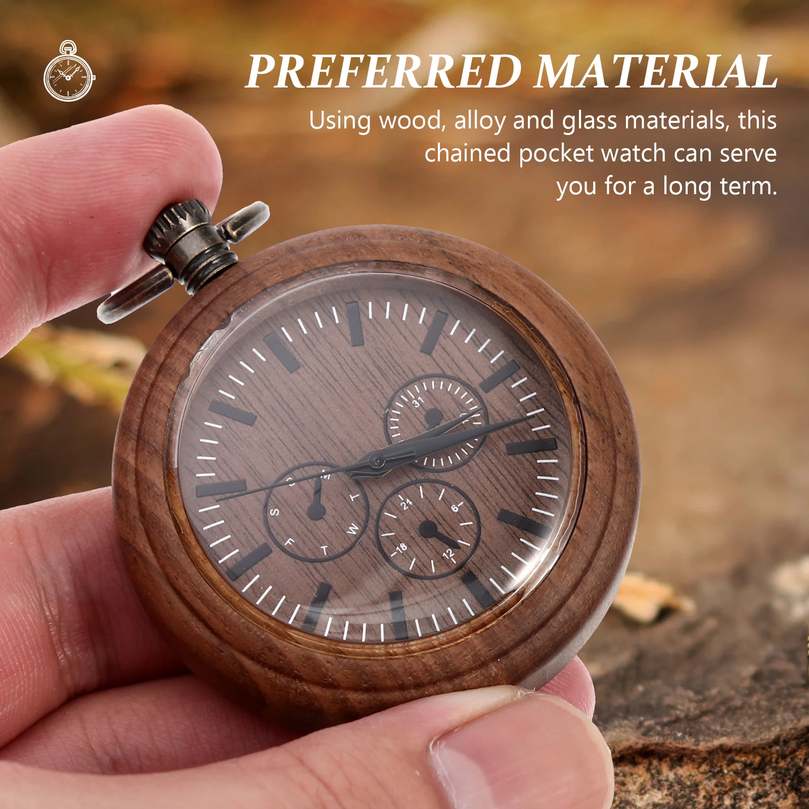 Wooden Pocket Watch Retro Design Moderate Chain Length Vintage Hanging Watch Decorative Timepiece for Men Pocket Watches for Men 
Wooden Pocket Watch Retro Design Moderate Chain Length Vintage Hanging Watch Decorative Timepiece for Men Pocket Watches for Men