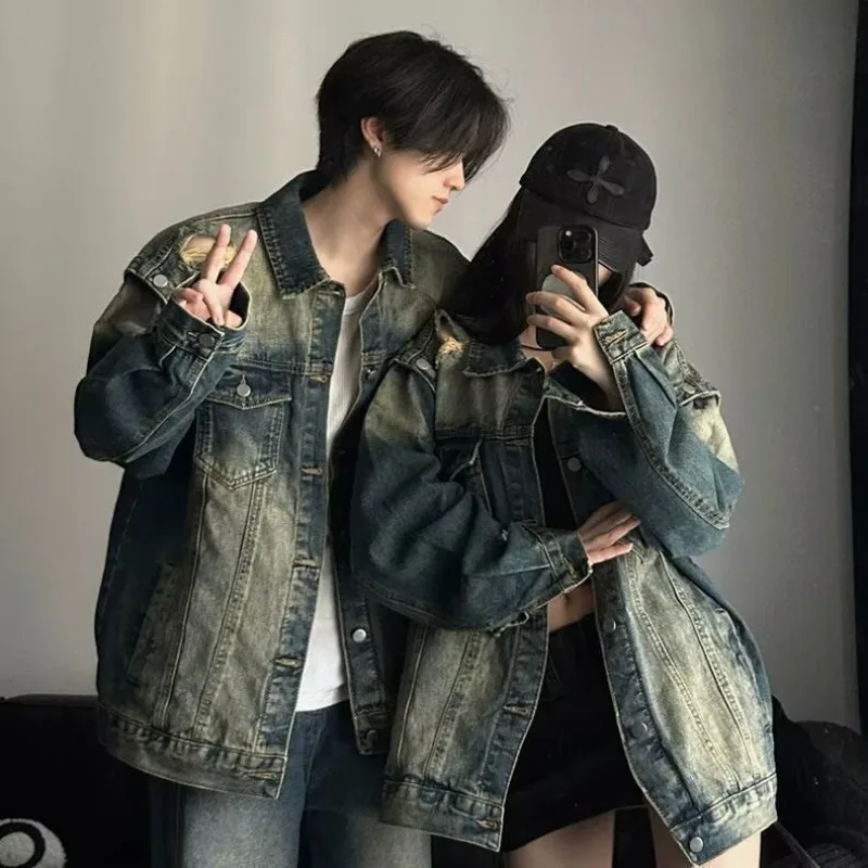 Women Denim Jacket Spring Autumn Oversized Denim Coat Cotton Washed Hole Jean Jackets Men Casual Tops Loose Tops Lady Outerwear
Women Denim Jacket Spring Autumn Oversized Denim Coat Cotton Washed Hole Jean Jackets Men Casual Tops Loose Tops Lady Outerwear