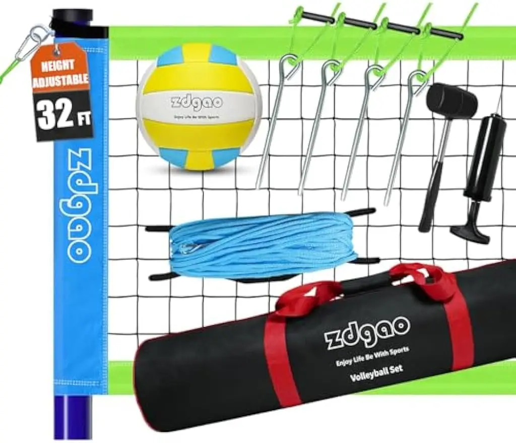 Adjustable Outdoor Volleyball Net System with Poles, Ball, Pump & Carry Bag for Backyard Beach Lawn
Adjustable Outdoor Volleyball Net System with Poles, Ball, Pump & Carry Bag for Backyard Beach Lawn