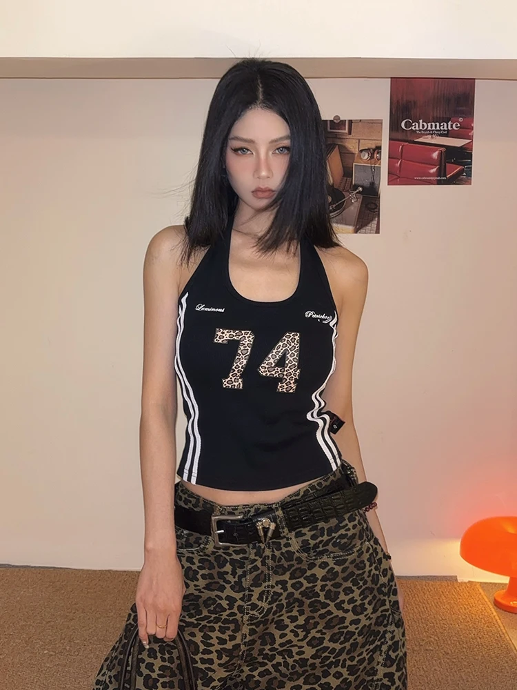 American Sle Streetwear Sexy Leopard Print Sports Sle ter Crop Top Women Slimming Vest ort Length Casual Faion
American Sle Streetwear Sexy Leopard Print Sports Sle ter Crop Top Women Slimming Vest ort Length Casual Faion