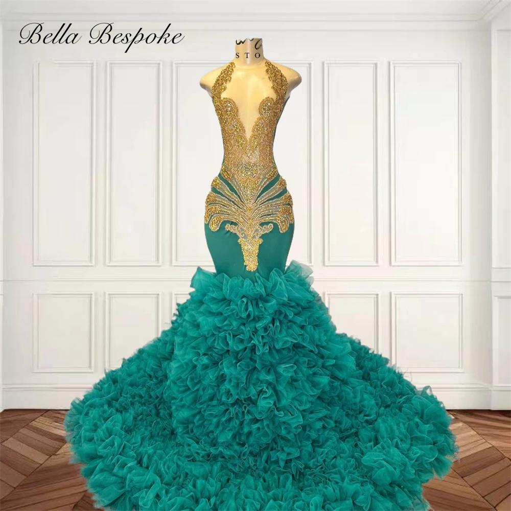 Green O N Long Prom Dresses For Black Girls Beaded Crystal 2025 Birthday Luxury Dress Ruffles Mermaid Graduation Gown Customized
Green O N Long Prom Dresses For Black Girls Beaded Crystal 2025 Birthday Luxury Dress Ruffles Mermaid Graduation Gown Customized