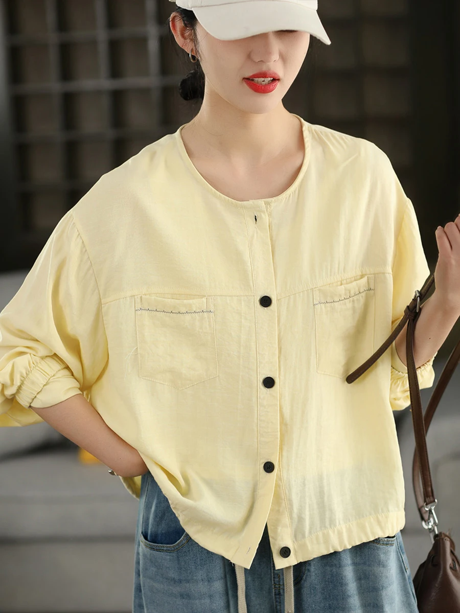 Retro Style Women's Long Sleeve Silk Linen Jacket Drawstring Hem Thin Sun Protection Open Cardigan Top Fashionable Casual Wear
Retro Style Women's Long Sleeve Silk Linen Jacket Drawstring Hem Thin Sun Protection Open Cardigan Top Fashionable Casual Wear