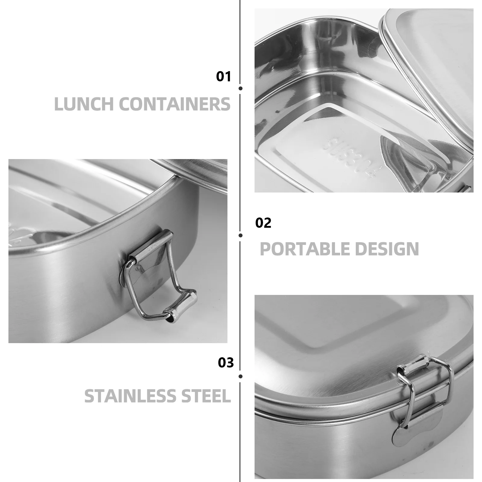 Stainless Steel Lunch Box 830ML Food Container Rectangle Silver for Office School Picnic Camping Portable Leak Proof
Stainless Steel Lunch Box 830ML Food Container Rectangle Silver for Office School Picnic Camping Portable Leak Proof