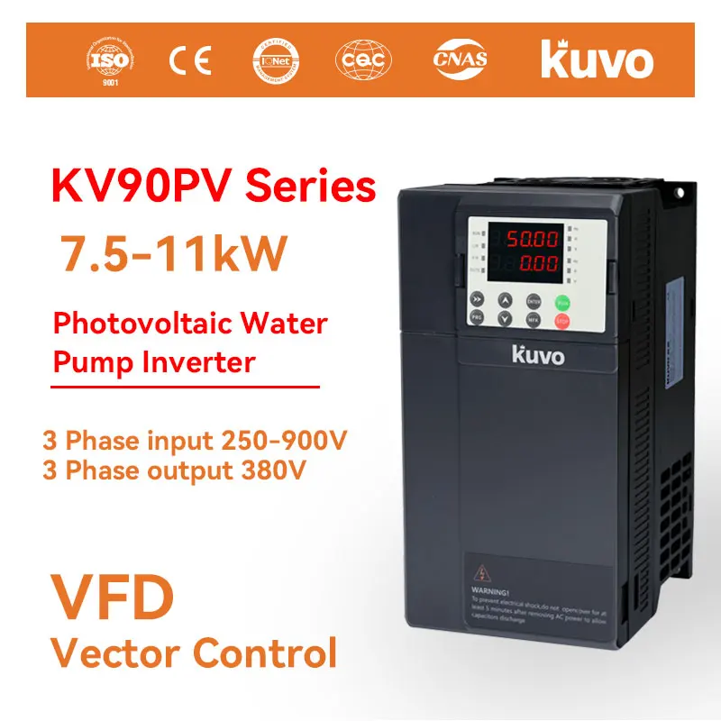 KUVO KV90PV high-performance 7.5kw/11kw 380V 3-phase MPPT solar pump driver, used for solar pumping or solar agriculture
KUVO KV90PV high-performance 7.5kw/11kw 380V 3-phase MPPT solar pump driver, used for solar pumping or solar agriculture