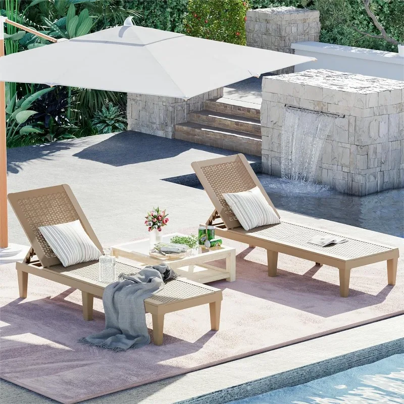 Outdoor Chaise Lounge Chairs Set of 2 with Adjustable Backrest, Waterproof PE Easy Assembly, Lightweight
Outdoor Chaise Lounge Chairs Set of 2 with Adjustable Backrest, Waterproof PE Easy Assembly, Lightweight
