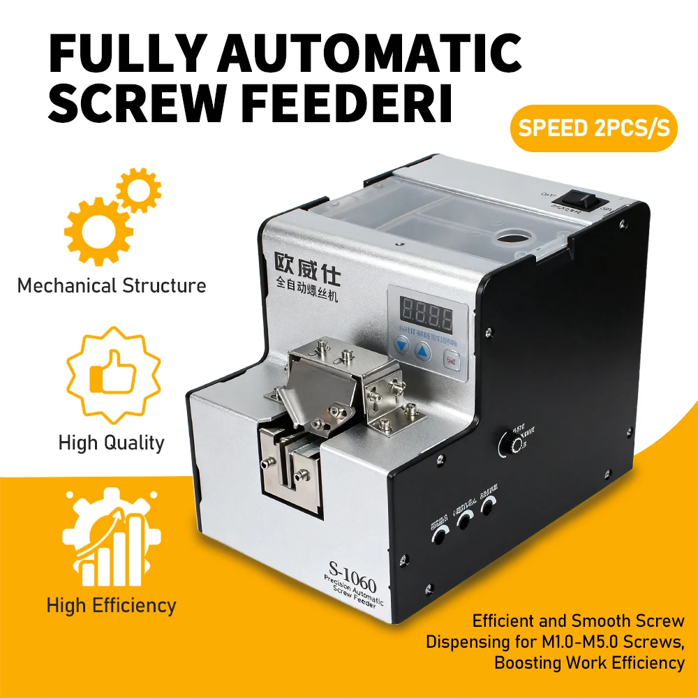 Automatic Screw Feeder Machine 1.0-5.0 Feeding Machine S-1050P/S-1060 Electric Screw Dispenser for Industrial Assembly Line
Automatic Screw Feeder Machine 1.0-5.0 Feeding Machine S-1050P/S-1060 Electric Screw Dispenser for Industrial Assembly Line