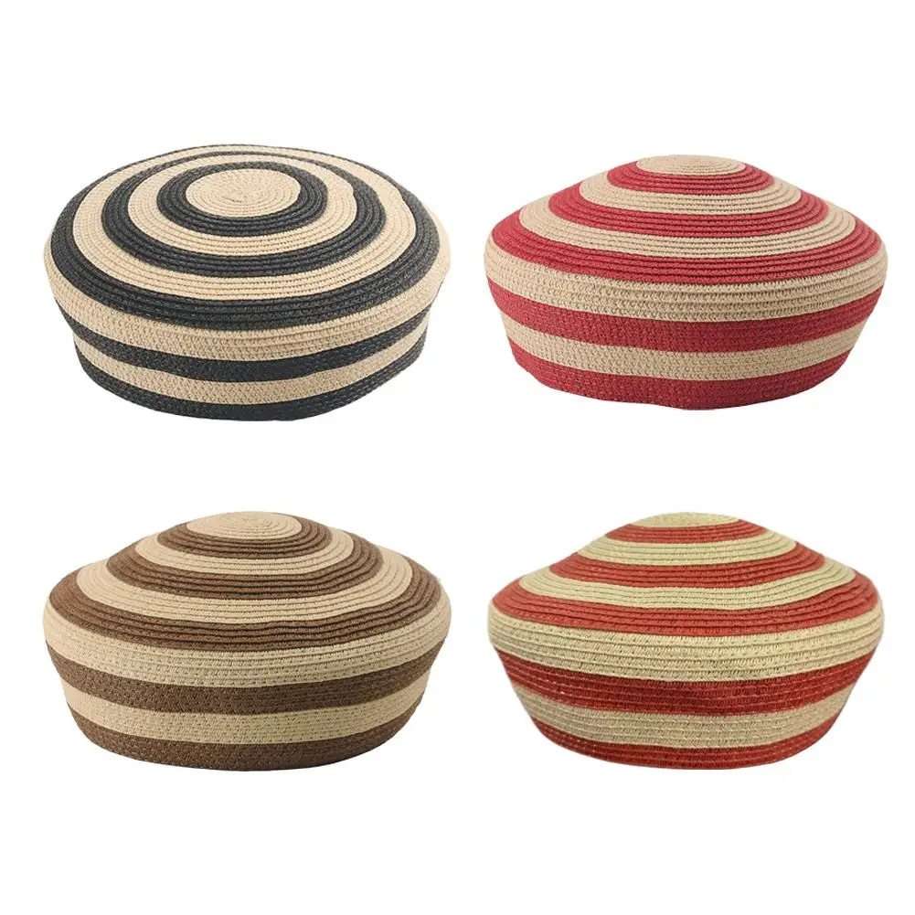 French Striped Straw Beret Hat for Women Vintage Dome Painter Sailor Cap Summer Beach Vacation Sunshade Fashion Accessories NEW
French Striped Straw Beret Hat for Women Vintage Dome Painter Sailor Cap Summer Beach Vacation Sunshade Fashion Accessories NEW