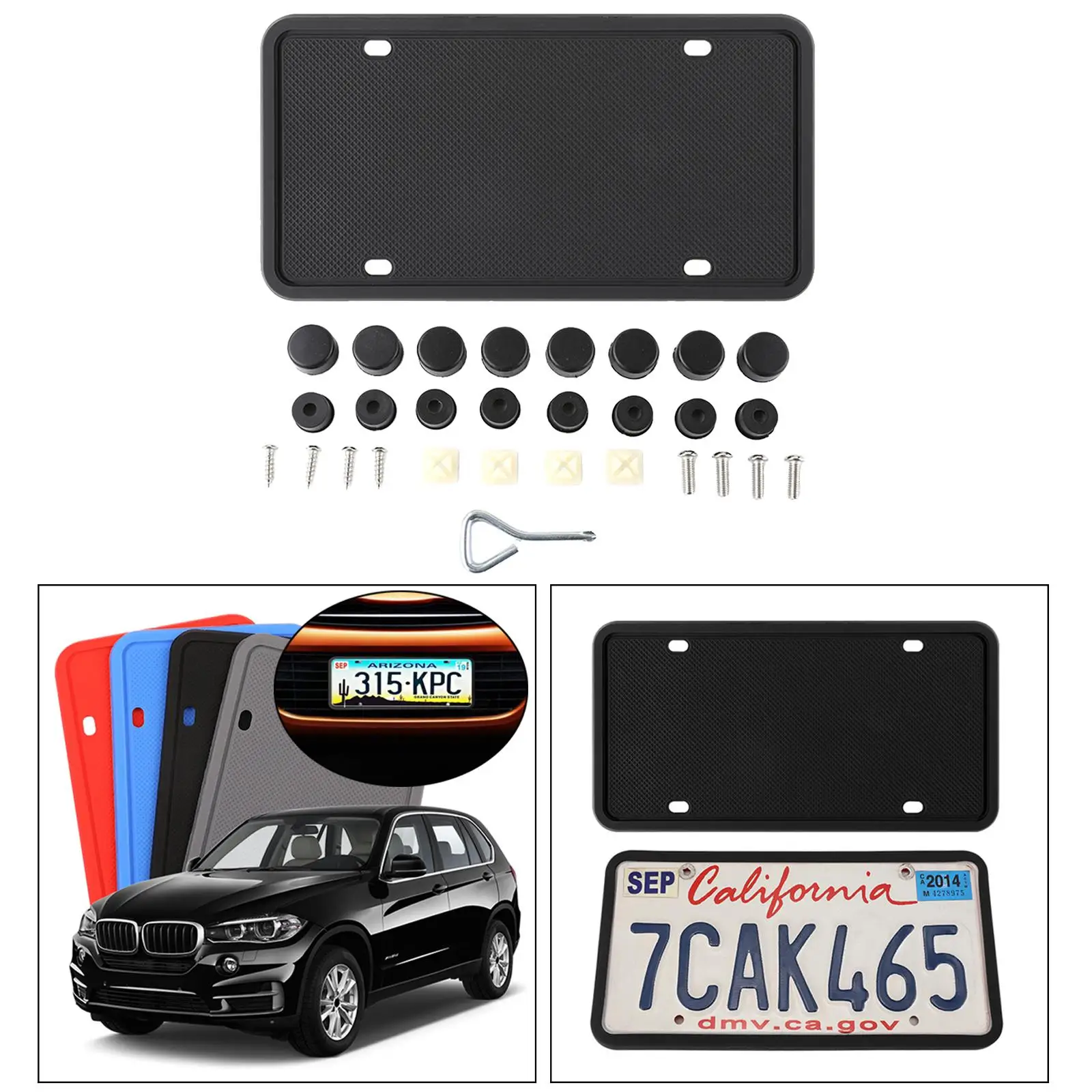 Silicone License Plate Covers & Frames, Universal American Auto Accessory License Plate Frame Holder
Silicone License Plate Covers & Frames, Universal American Auto Accessory License Plate Frame Holder