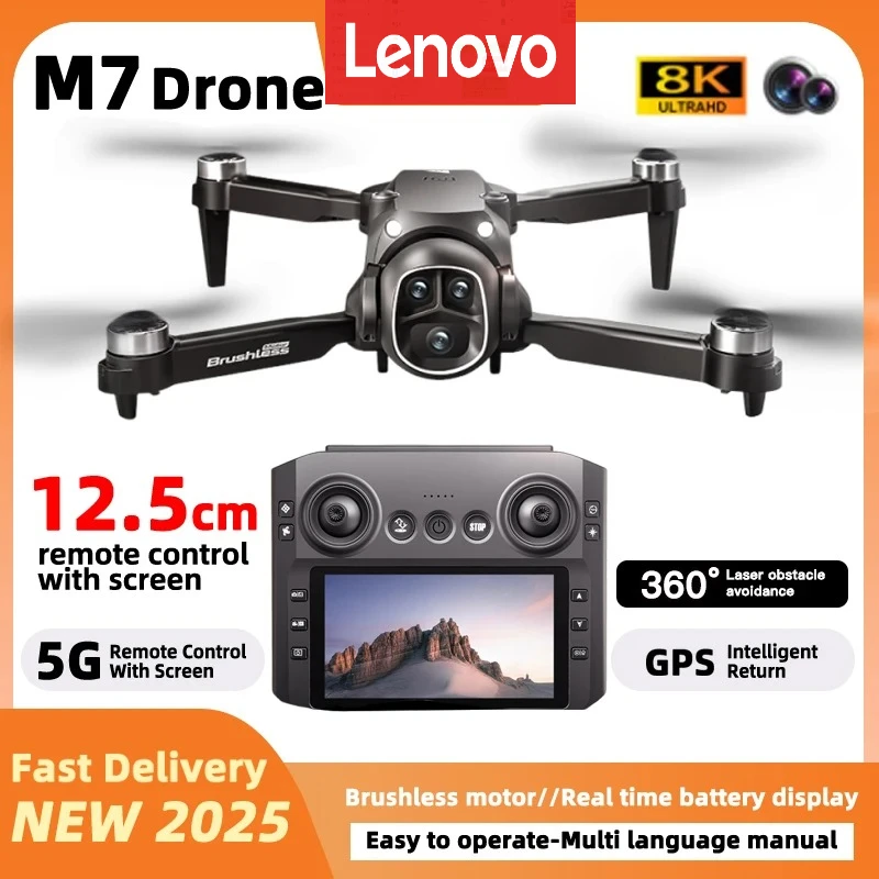 Lenovo M7 Drone Original 8K Professional HD Camera 5G FPV 360°Obstacle Avoidance Brushless Large Screen RC GPS Quadcopter Dron
Lenovo M7 Drone Original 8K Professional HD Camera 5G FPV 360°Obstacle Avoidance Brushless Large Screen RC GPS Quadcopter Dron