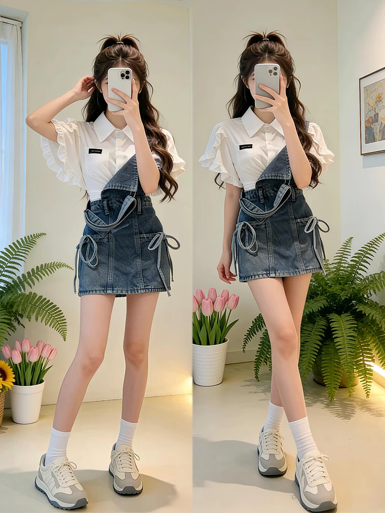 White Shirt And Short Skirt Set Korean Style Summer New Arrival Fashionable Cute Uniform High Waist Short Skirt Comfortable
White Shirt And Short Skirt Set Korean Style Summer New Arrival Fashionable Cute Uniform High Waist Short Skirt Comfortable