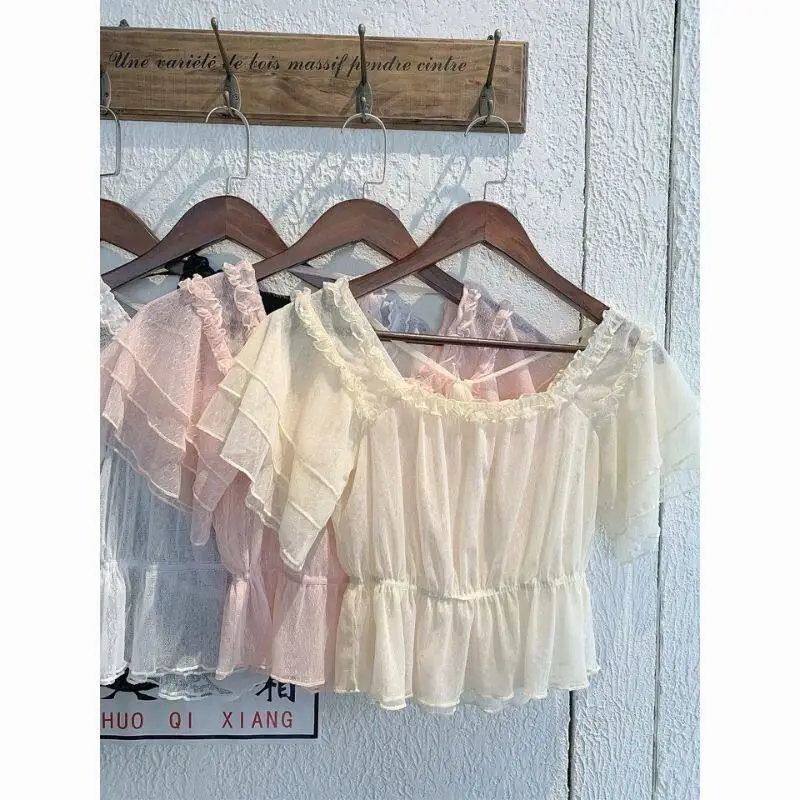Casual Style Lace Trim Short Sleeve Chiffon Top Women's High Waist Polyester Fiber Blend Elastic Loose Fit Spring Commute
Casual Style Lace Trim Short Sleeve Chiffon Top Women's High Waist Polyester Fiber Blend Elastic Loose Fit Spring Commute