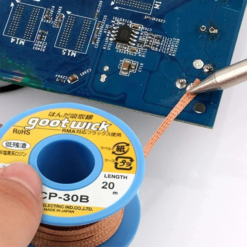 Goot Wick CP15/20/25/30/35B Series Solder Wick High Absorption Copper Braid Lead-free for Electronic Soldering Repair
Goot Wick CP15/20/25/30/35B Series Solder Wick High Absorption Copper Braid Lead-free for Electronic Soldering Repair