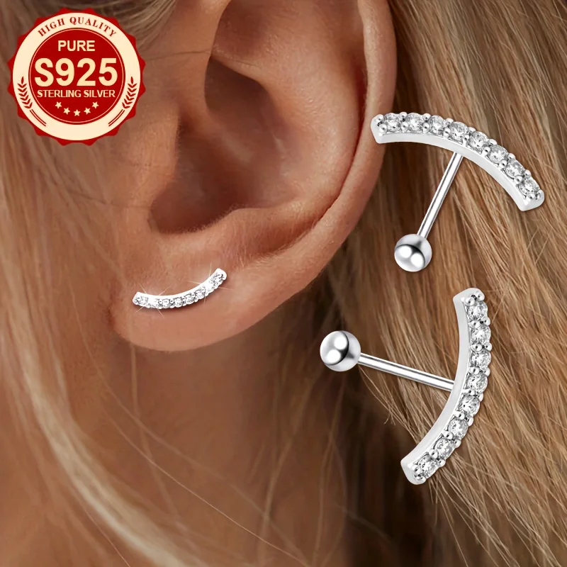 One pair, 925 silver, women's fashion stud earrings, inlaid with synthetic zircon, personalized, elegant, sexy, attending various banquets, parties, music festivals, suitable for women's daily wear, hypoallergenic, fashion stud earrings, anti-allergic
One pair, 925 silver, women's fashion stud earrings, inlaid with synthetic zircon, personalized, elegant, sexy, attending various banquets, parties, music festivals, suitable for women's daily wear, hypoallergenic, fashion stud earrings, anti-allergic