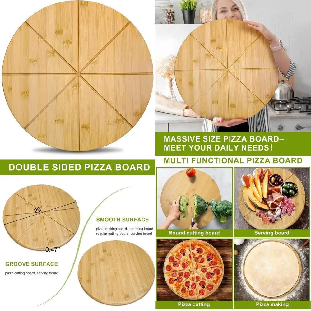 Extra Large 20 Inch Double Sided Bamboo Pizza Cutting Board - XL Wooden Serving Platter for Prep and Parties
Extra Large 20 Inch Double Sided Bamboo Pizza Cutting Board - XL Wooden Serving Platter for Prep and Parties