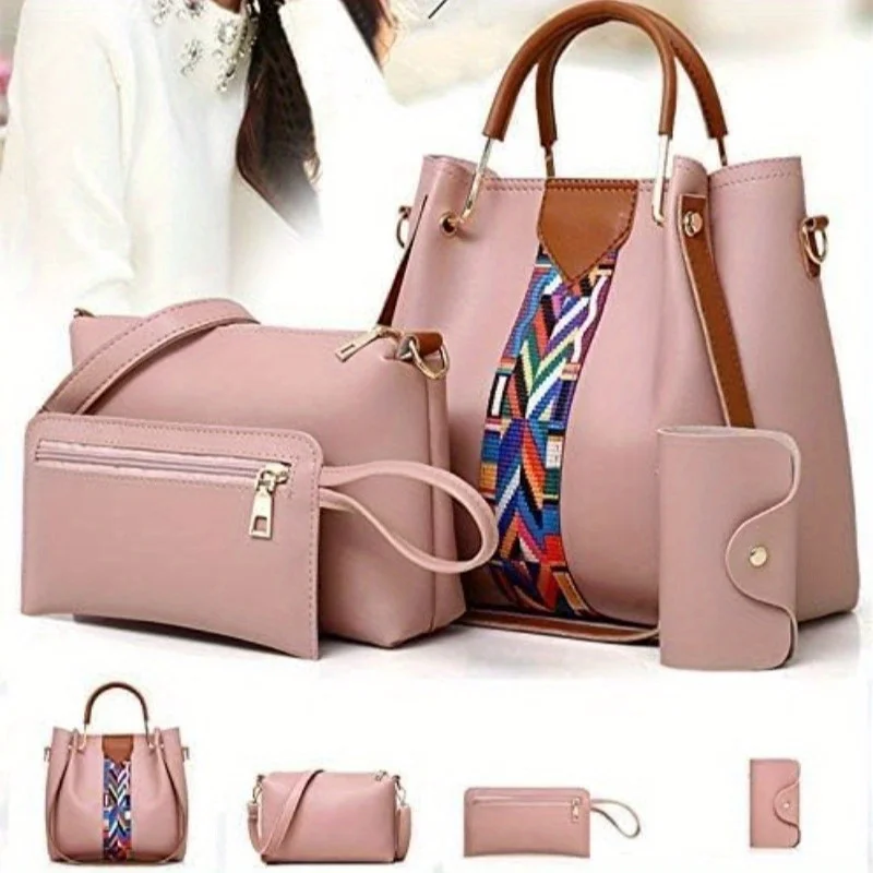 4Pcs/Set Women's Handbag Set PU Leather Tote Shoulder Crossbody Bags + Clutch Purse + Card Holder Combo Set
4Pcs/Set Women's Handbag Set PU Leather Tote Shoulder Crossbody Bags + Clutch Purse + Card Holder Combo Set