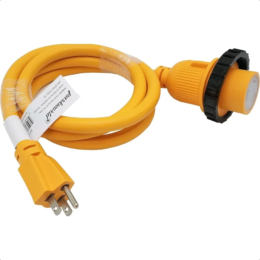 691968 Shore Power Adapter Cord Household 15A Male 515P to L530R RV Camper Marine 30A Female with Locking Ring 6FT
691968 Shore Power Adapter Cord Household 15A Male 515P to L530R RV Camper Marine 30A Female with Locking Ring 6FT