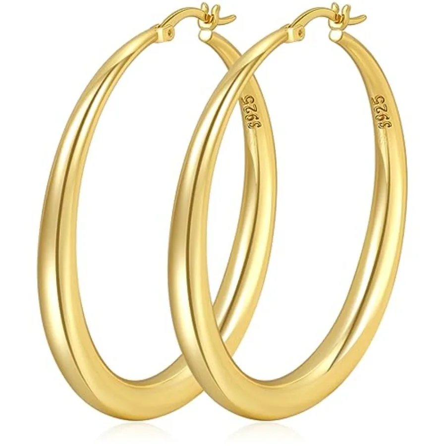 PABBEU S925 Serling Hoop Earrings Large Hoop Earrings for Women Hypoallergenic Lighweigh Big hick Hoop Earrings for Women Girls
PABBEU S925 Serling Hoop Earrings Large Hoop Earrings for Women Hypoallergenic Lighweigh Big hick Hoop Earrings for Women Girls