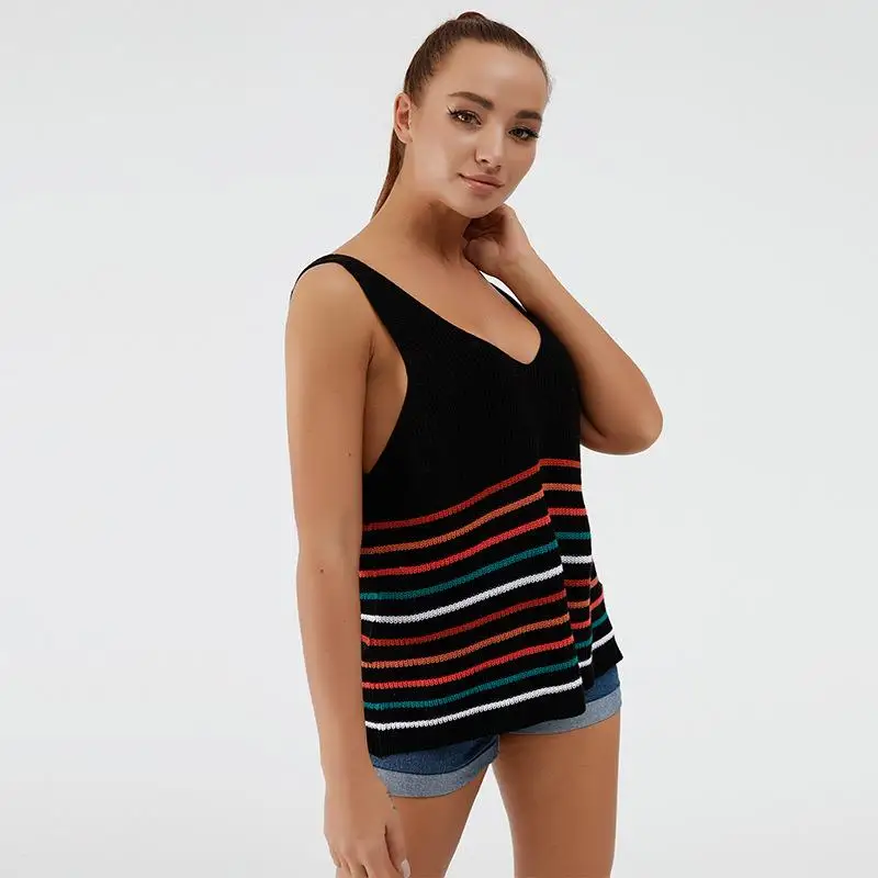 Women's Knitted Sweater Tank Top T-shirt Striped Collar Backless Summer Casual Fashion Vest Blouse Regular Sleeve Length
Women's Knitted Sweater Tank Top T-shirt Striped Collar Backless Summer Casual Fashion Vest Blouse Regular Sleeve Length