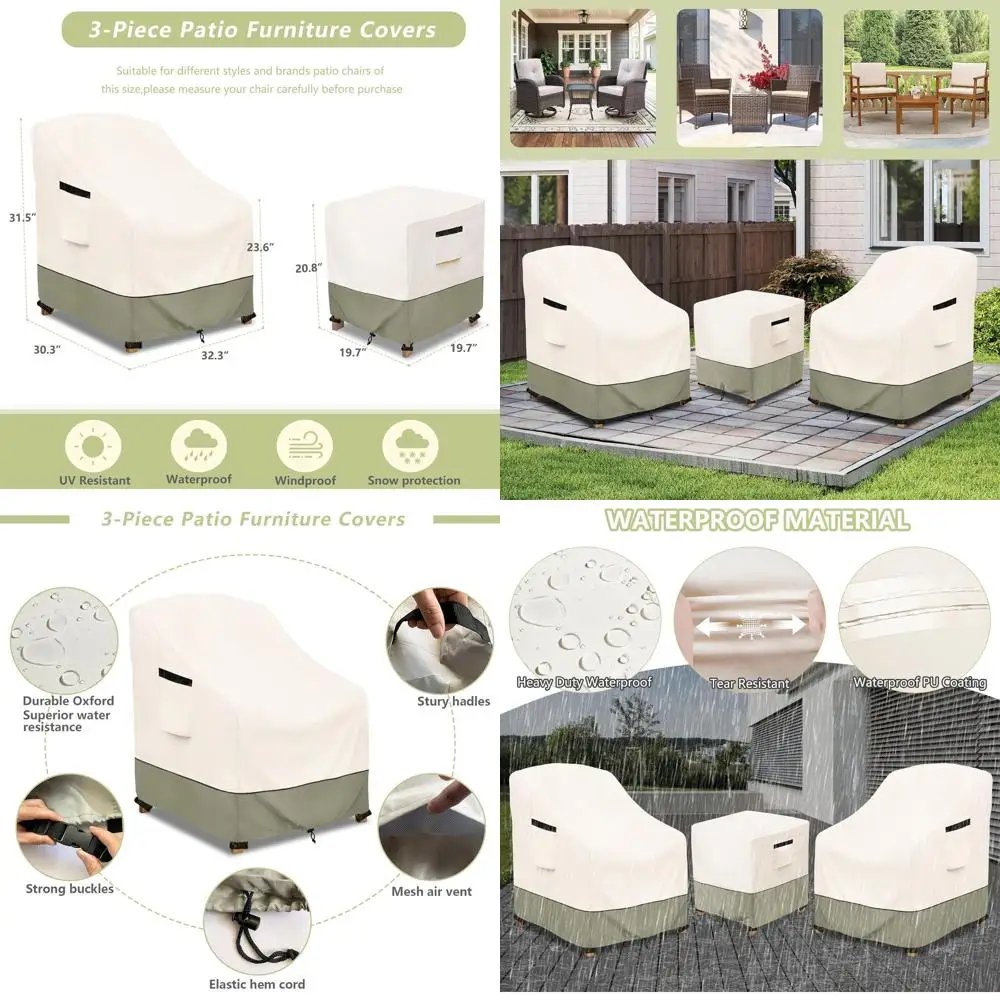 Водонепроницаемый чехол для уличного бистро из 3 предметов со столом и 2 стульями, сверхмощная зеленая защита мебели для патио 600D
Водонепроницаемый чехол для уличного бистро из 3 предметов со столом и 2 стульями, сверхмощная зеленая защита мебели для патио 600D